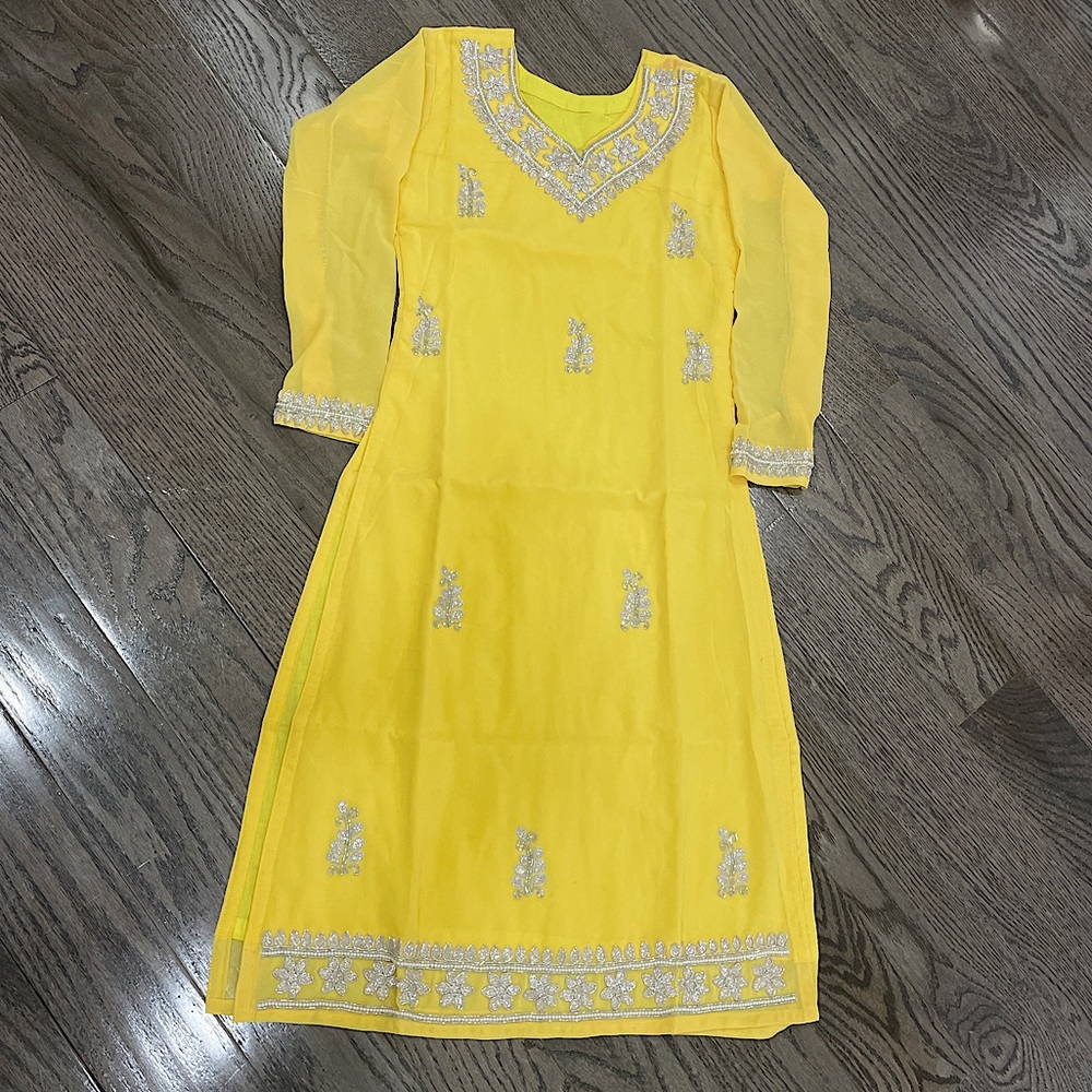Bright Yellow Embroidered Women Kurta Bottoms